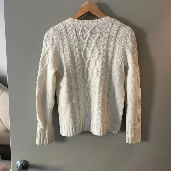 VGUC Madewell x Sezane Marin Cable Knit Sweater in Antique Cream Size XXS - Picture 3 of 8